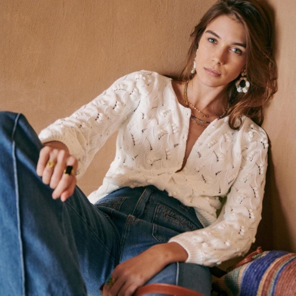 Sezane Marthe Jumper Ecru 100% Organic Cotton S